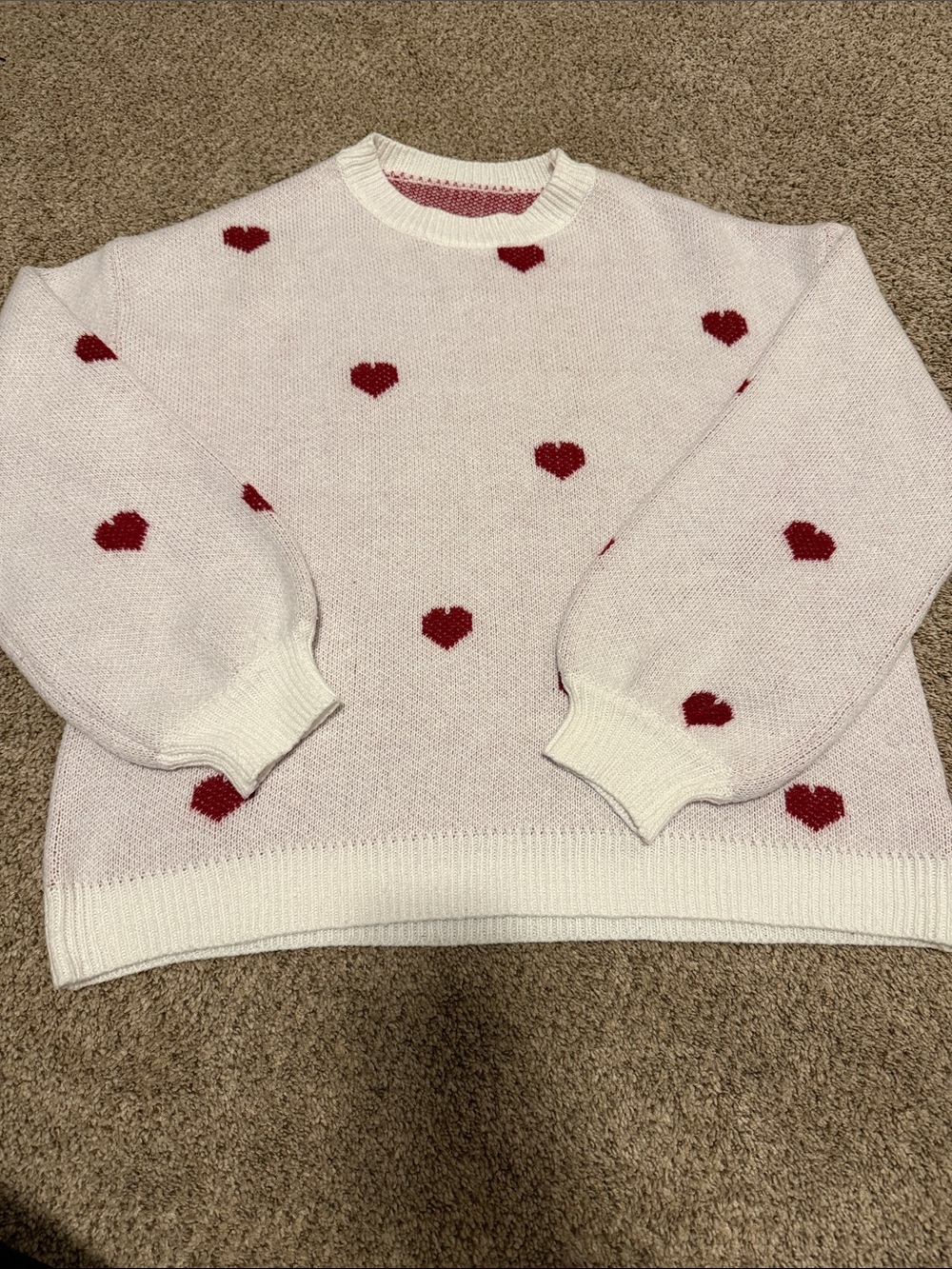 Heart Print Crewneck Sweater